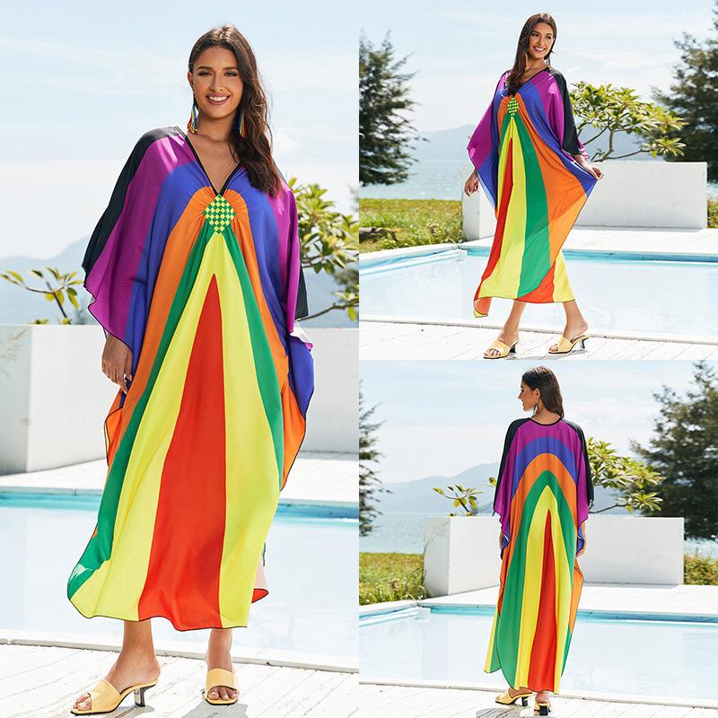 European And American Printed Chest Woven Beach Cover-up apparel & accessories