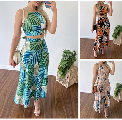 Casual Printed Short Lace Vest High Waist Dress apparels & accessories