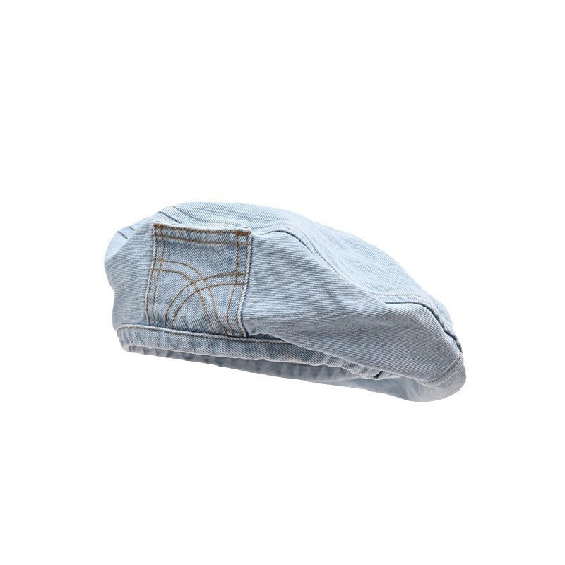 Washed Old Denim Beret Women scarves, Shawls & Hats