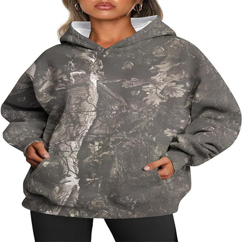 Women's Camouflage Hoodie Maple Leaf Print Oversized apparels & accessories