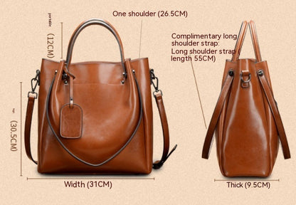 Women's Fashion Simple Portable Oil Wax Cattle Leather Bag apparel & accessories