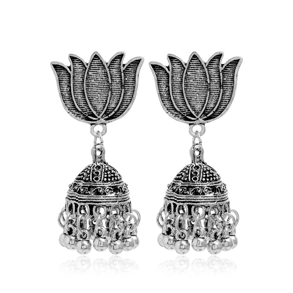 Bohemian Ethnic Carved Vintage Pattern Creative Bell Earrings Jewelry