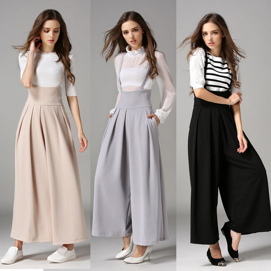 Cropped suspenders wide-leg pants apparels & accessories