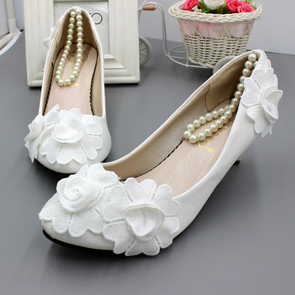 White Anklet Large Size Women's Wedding Shoes Shoes & Bags