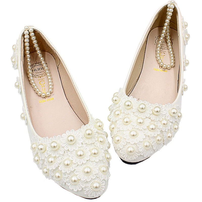 White Wedding Dress Flat Shoes Female Shoes & Bags