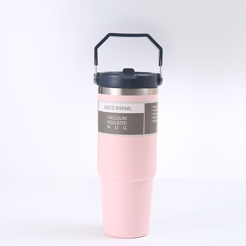 Portable Car Cup Stainless Steel Cup Travel Sports Water Bottle With Handle Cover Coffee Tumbler Cup HOME