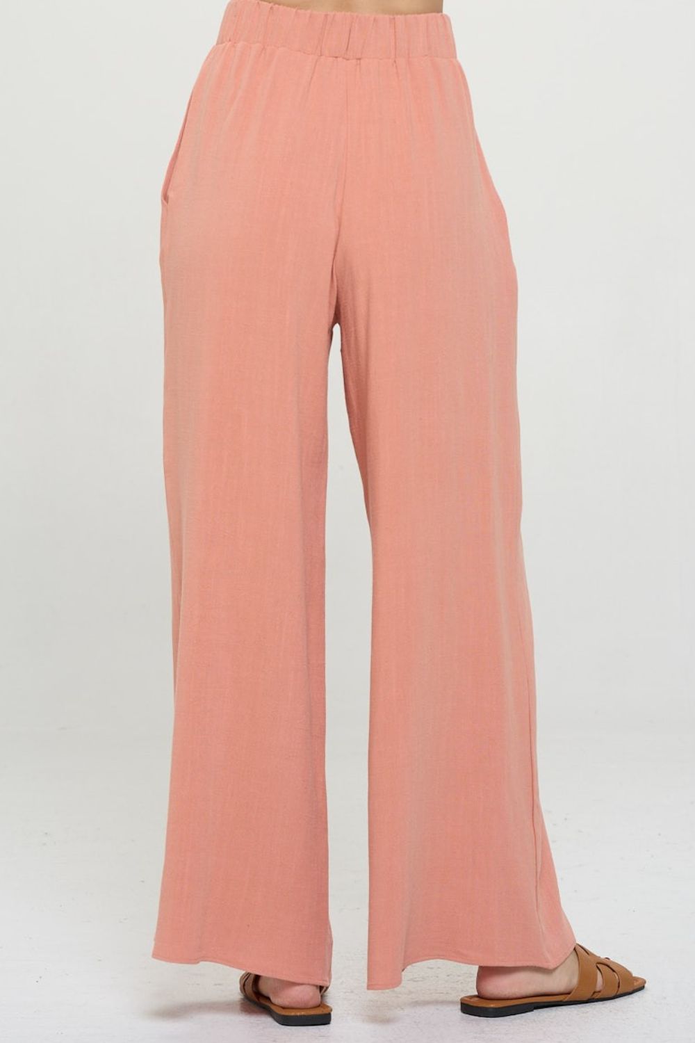 RENEE C Linen Wide Leg Pants with Pockets Bottom wear