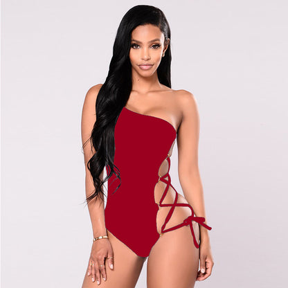 One-shoulder sexy bikini swimsuit with hoop cross strap apparel & accessories