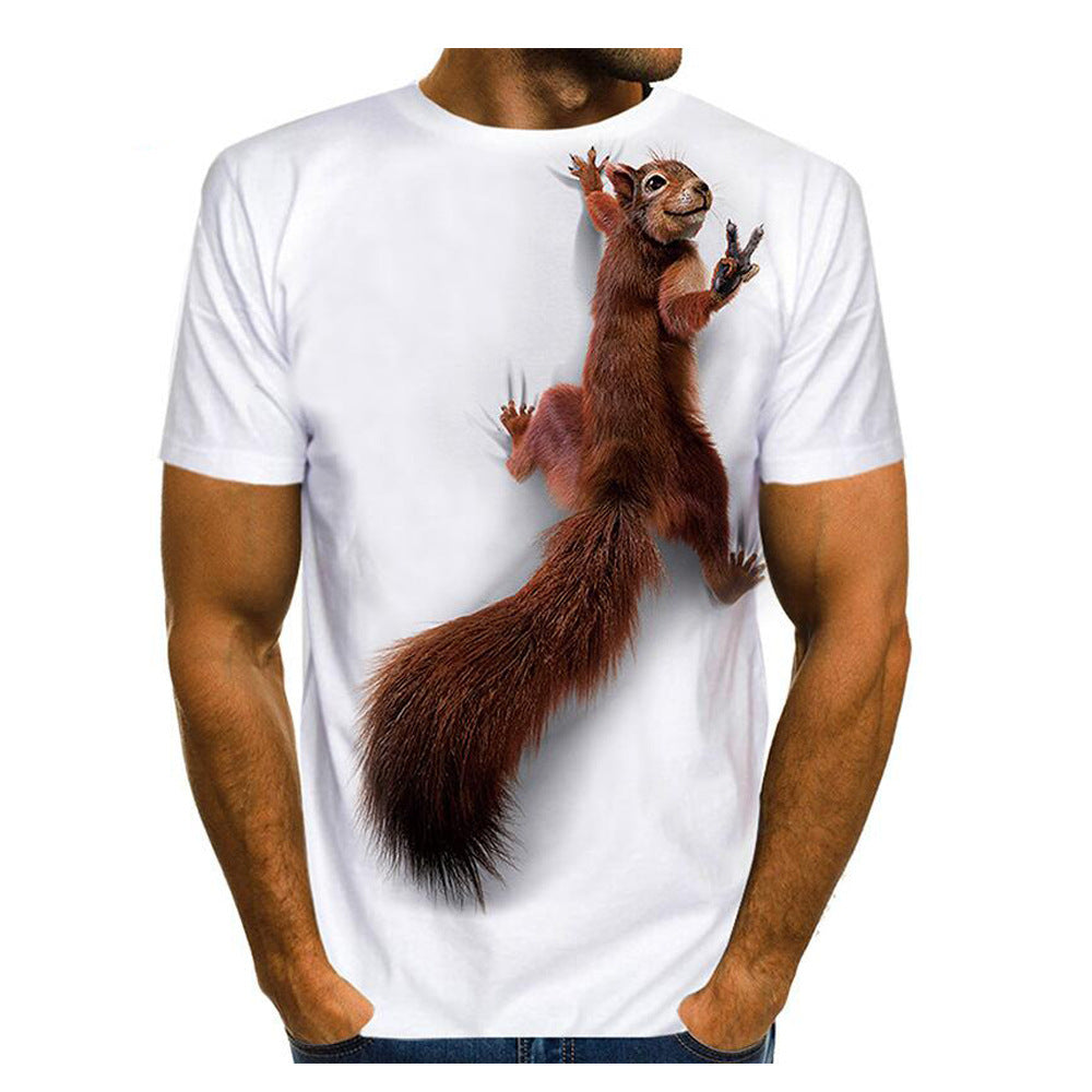 T-shirt 3D Printing Animal Print T-shirt Cute Top men's clothing