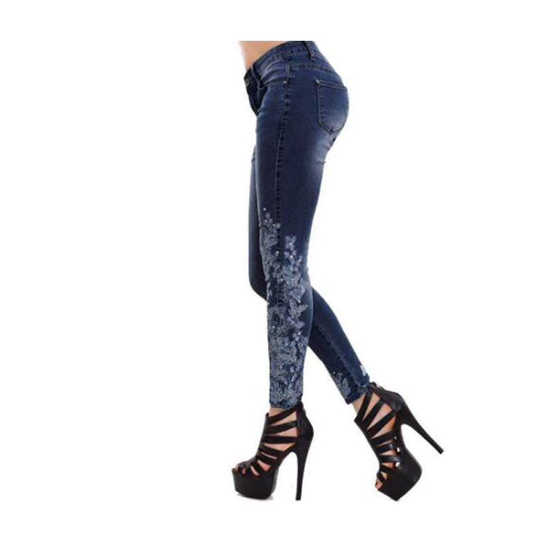 High-waisted embroidered jeans apparel & accessories