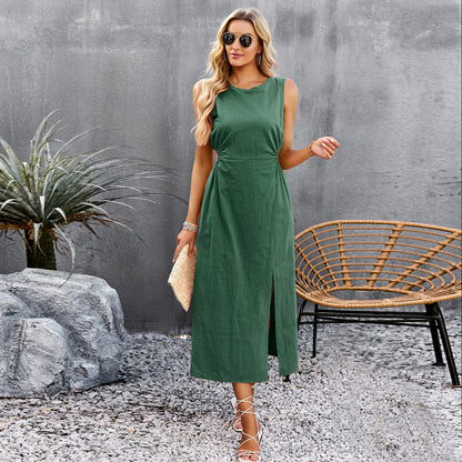 Women's Summer Solid Color Sleeveless Dress apparel & accessories