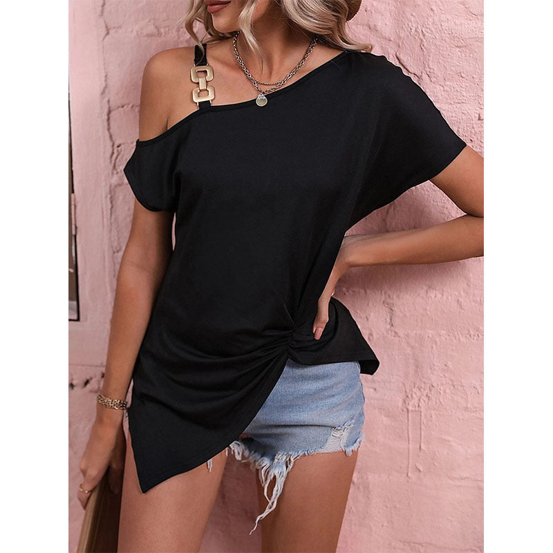 Women Clothes Off Shoulder Blouse Summer Irregular Design Tops Shirt apparel & accessories