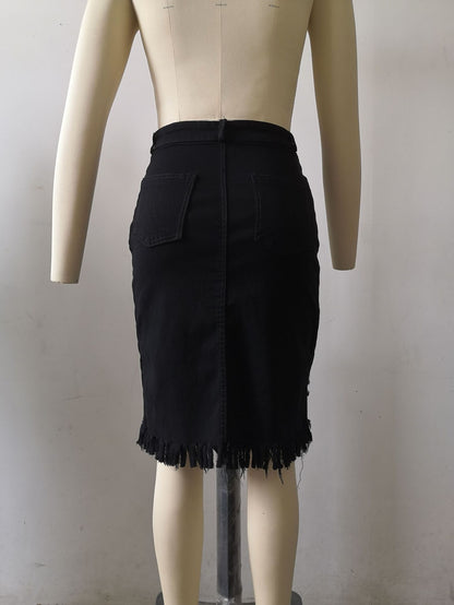 Dames Voorkant Split Denim Mini Rok apparel & accessories