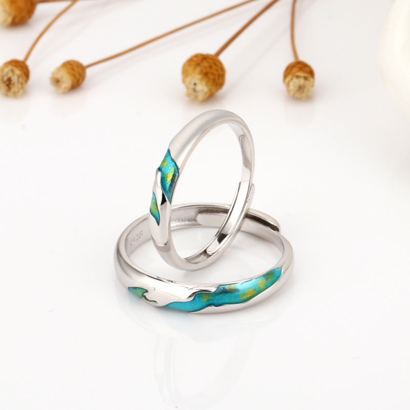 Simple Line Streamlined Color Matching Irregular Ring Jewelry