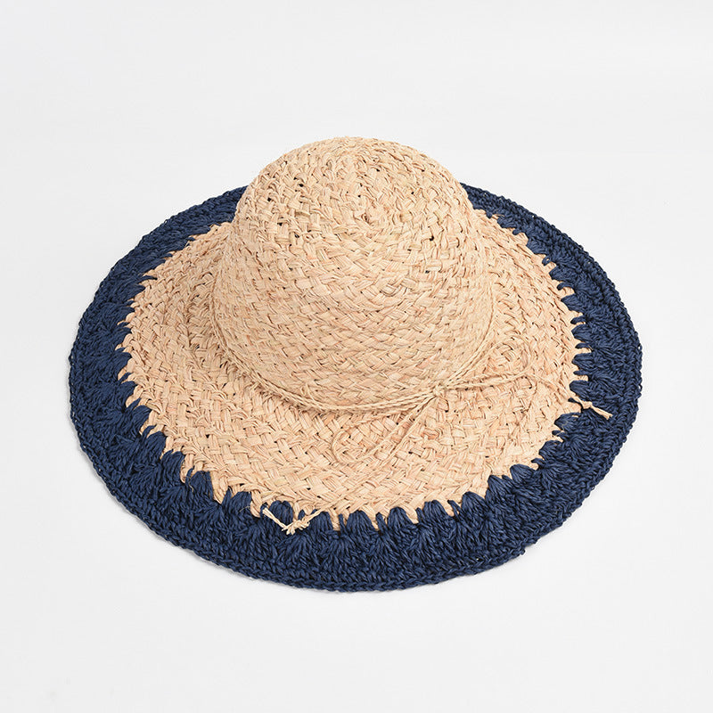 Women's Big Brim Shade Sunscreen Color Matching Raffia Hat apparel & accessories