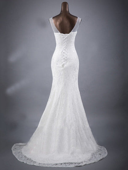 Lace slim and thin double shoulder tail wedding dress apparel & accessories