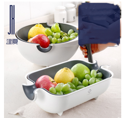 Double Drain Basket Bowl Washing Kitchen Strainer HOME