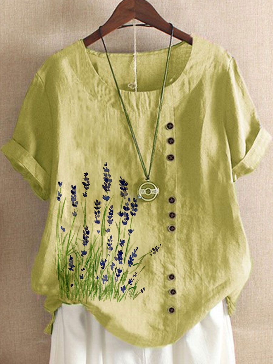 Temperament Commuter Printing Fringe Short Sleeve Pullover Flowers apparel & accessories