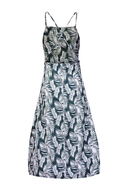 Slit Crisscross Printed Sleeveless Cami Dress Dresses & Tops