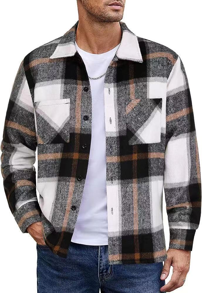 Men's High-end Thermal Plaid Padded Shirt Coat men's clothing