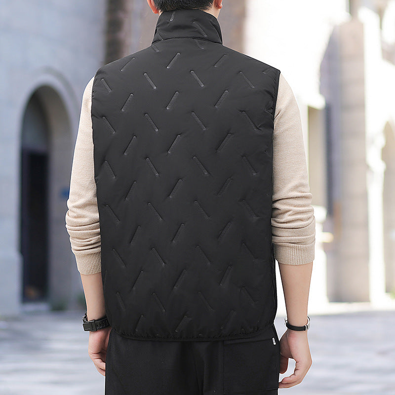 Autumn And Winter Men's Stand Collar Fleece-lined Thickened Lamb Wool Vest apparels & accessories