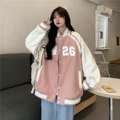 Women's American Style Baseball Uniform Loose Jacket apparels & accessories