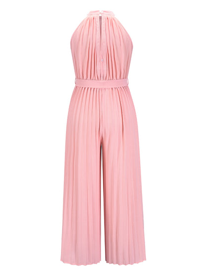 Cutout Tied Pleated Sleeveless Jumpsuit Dresses & Tops