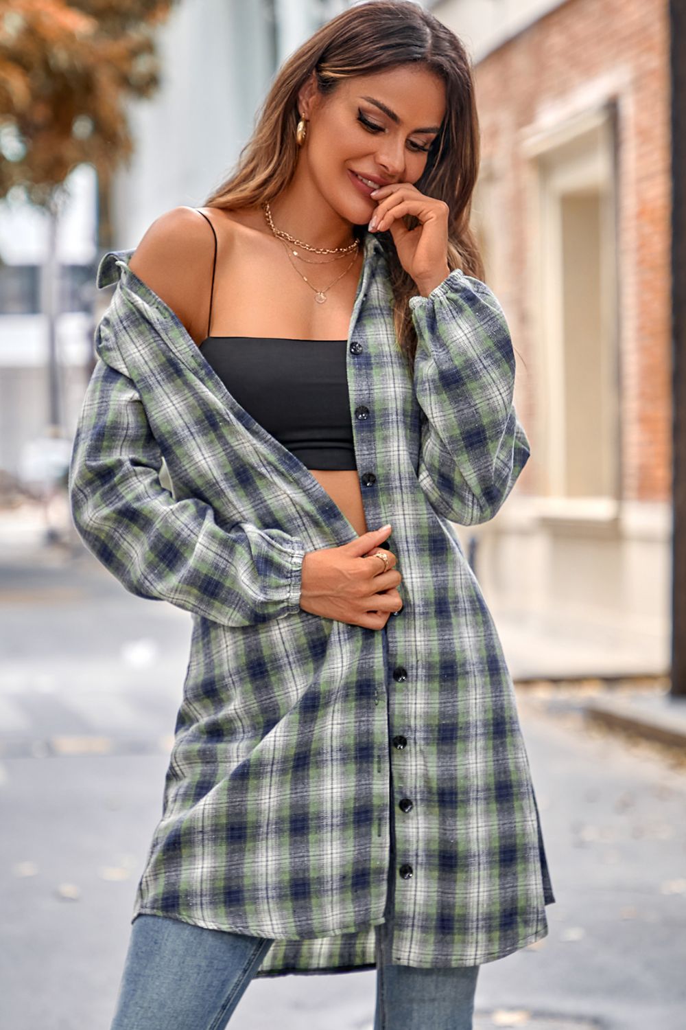 Plaid Tie Front Mini Shirt Dress apparel & accessories