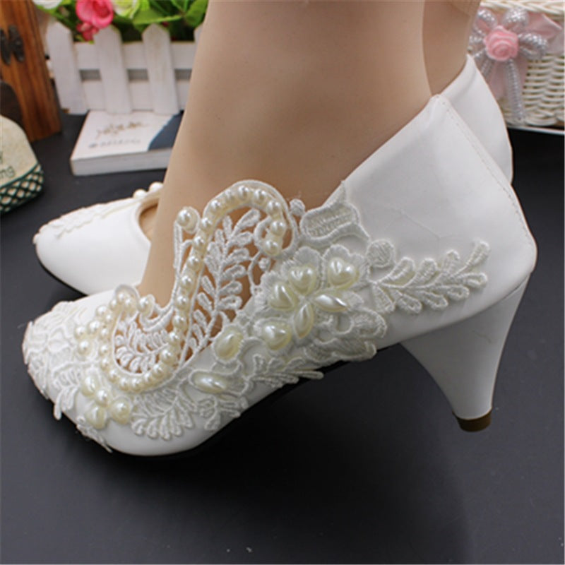 Pearl Large White Wedding Shoes Shoes & Bags