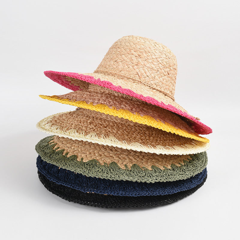 Women's Big Brim Shade Sunscreen Color Matching Raffia Hat apparel & accessories