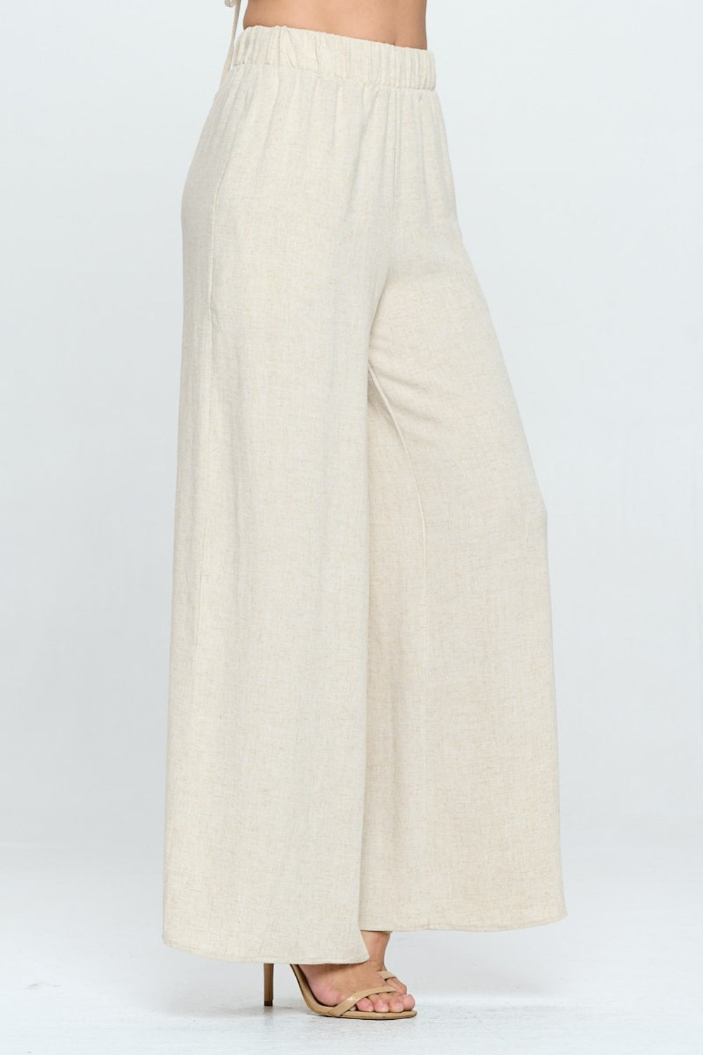 RENEE C Linen Wide Leg Pants with Pockets Bottom wear