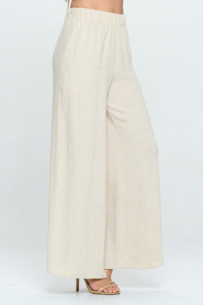 RENEE C Linen Wide Leg Pants with Pockets Bottom wear