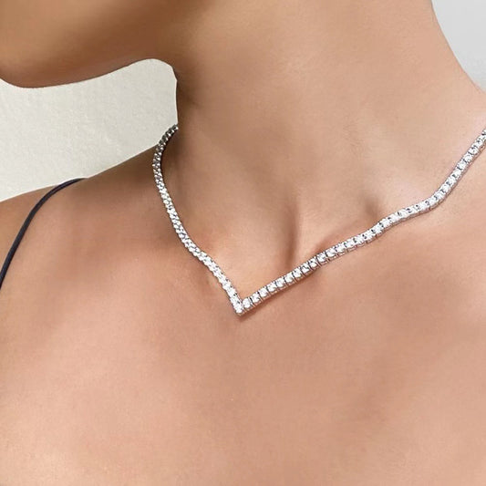 Personalized V-shaped Full Diamond  Party Sexy Necklace Jewelry