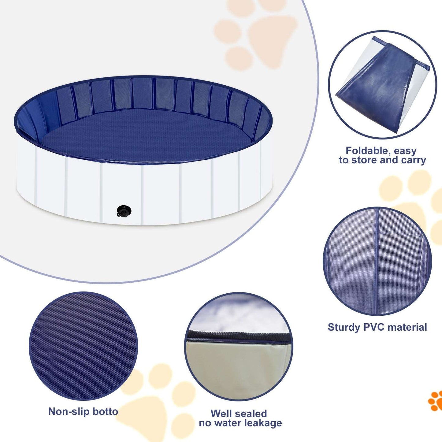 Foldable Dog Pool, Portable Hard Plastic pet pool