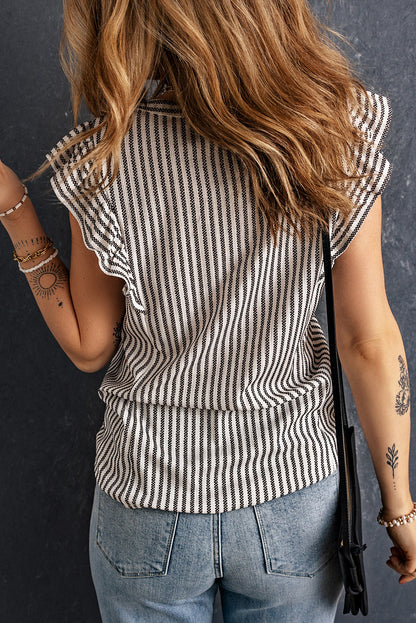 Striped Flutter Sleeve Tank apparel & accessories