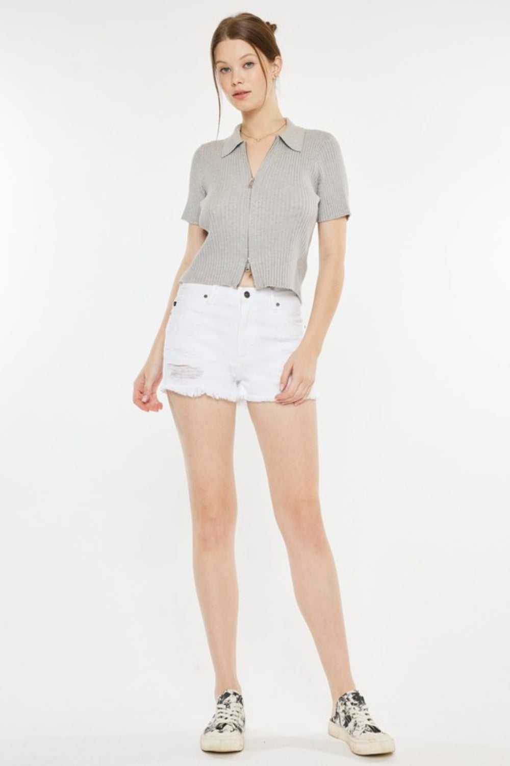 Kancan Raw Hem Distressed Denim Shorts Bottom wear