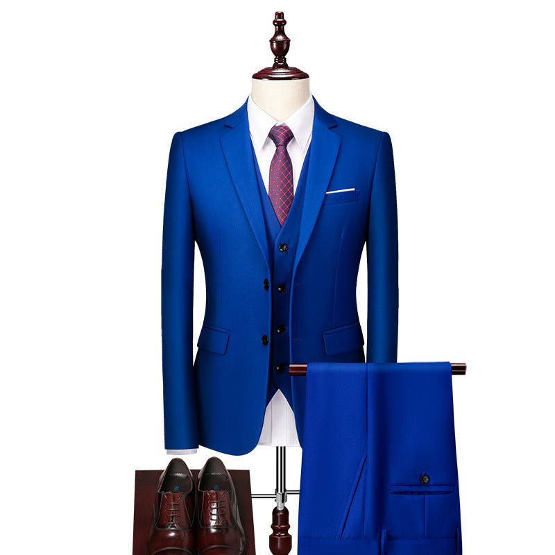 Men's Suit Three-piece Suit British Slim-fitting Wedding Dress Multicolor Plus Size apparels & accessories