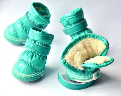 PU Warm Pet Dog Shoes In Winter pet cloths