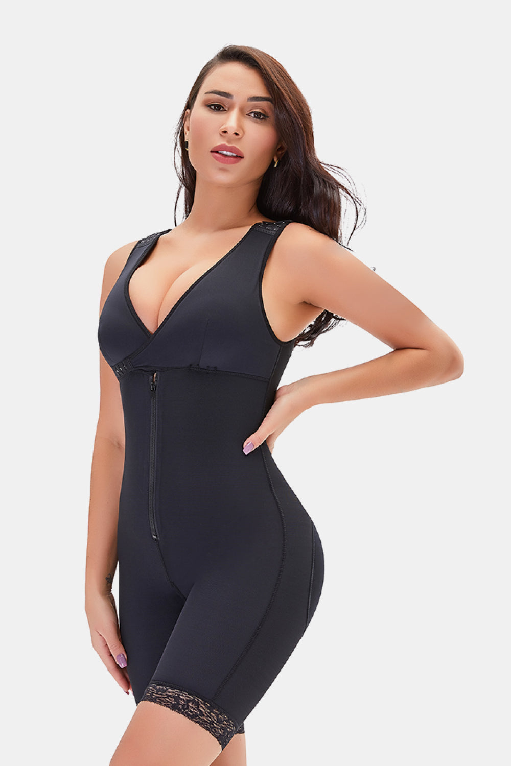 Full Size Lace Trim Shapewear with Zipper apparel & accessories