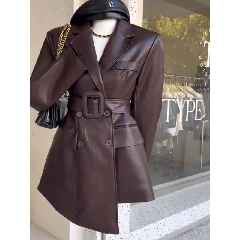 Fashionable Retro Beautiful Leather Coat apparels & accessories