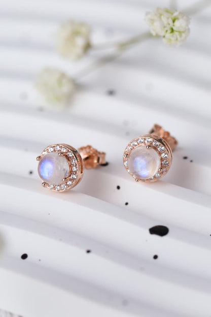 High Quality Natural Moonstone 925 Sterling Silver Stud Earrings apparel & accessories