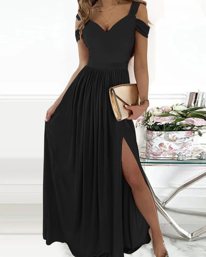 V-neck Boho Spaghetti Strap Dress Women Split Long Flowy Dresses For Party Beach apparel & accessories