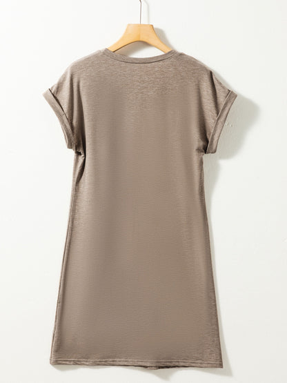 Exposed Seam Round Neck Mini Dress apparel & accessories