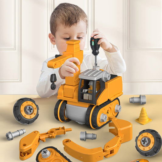 Disassembly And Assembly of vehicle Sliding Track Crane Excavator Toy toys