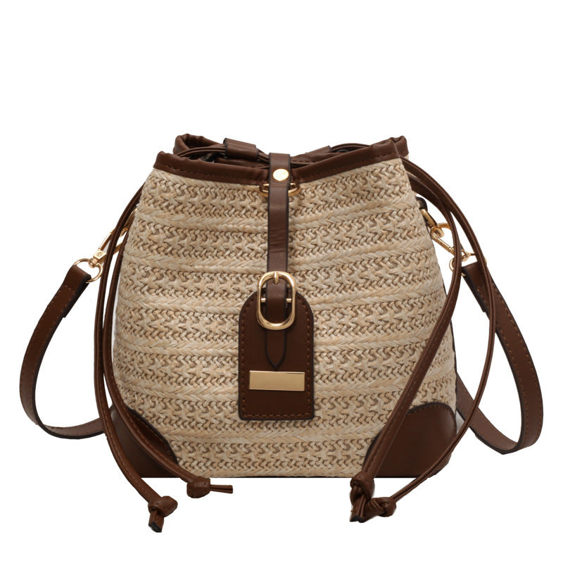 Summer Korean Straw Plaited Pull-belt Simple Beach Weaving Shoulder Messenger Bag apparel & accessories