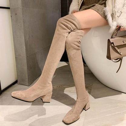 Over The Knee Thick High Heel Boots Shoes & Bags