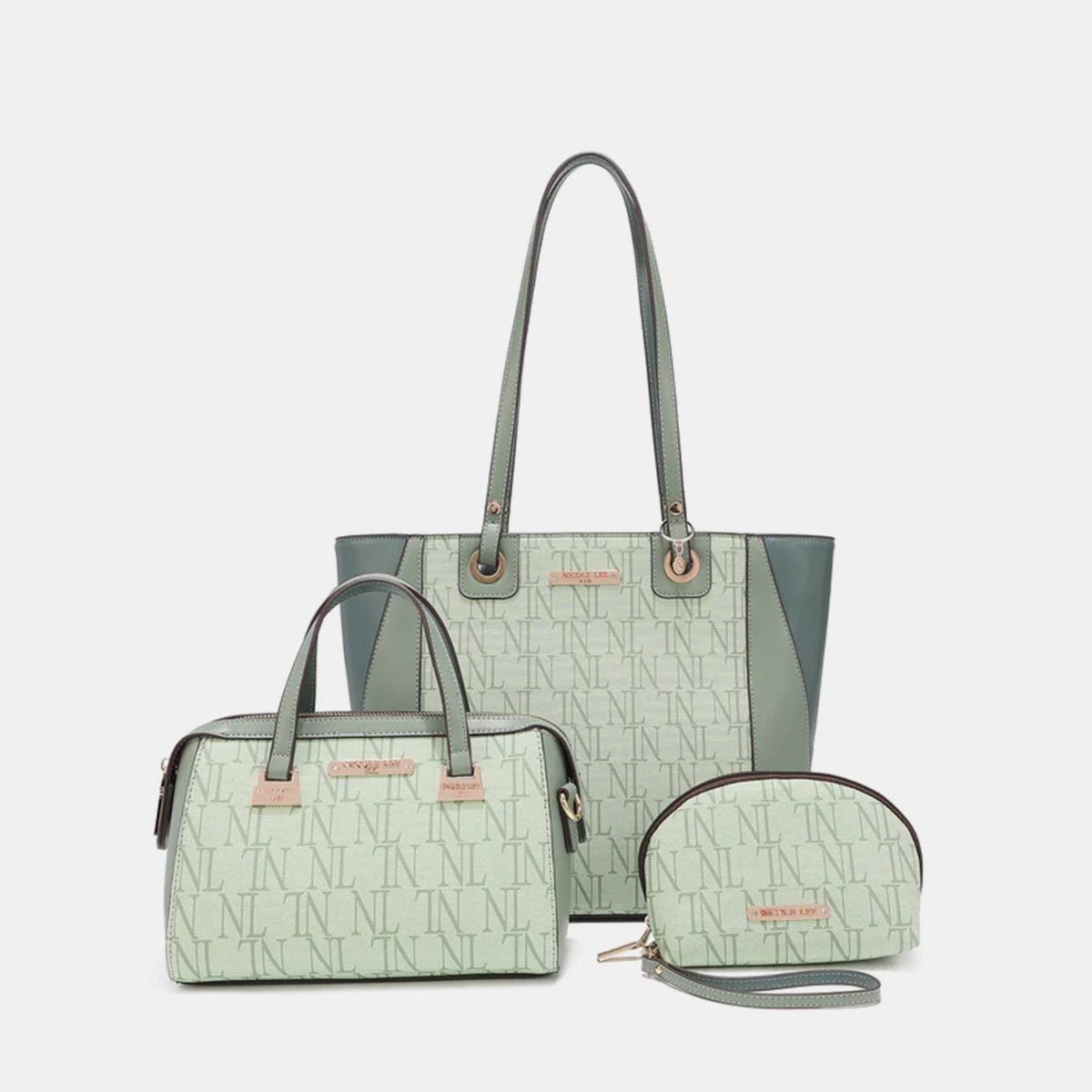 Nicole Lee USA 3-Piece Letter Print Texture Handbag Set apparels & accessories