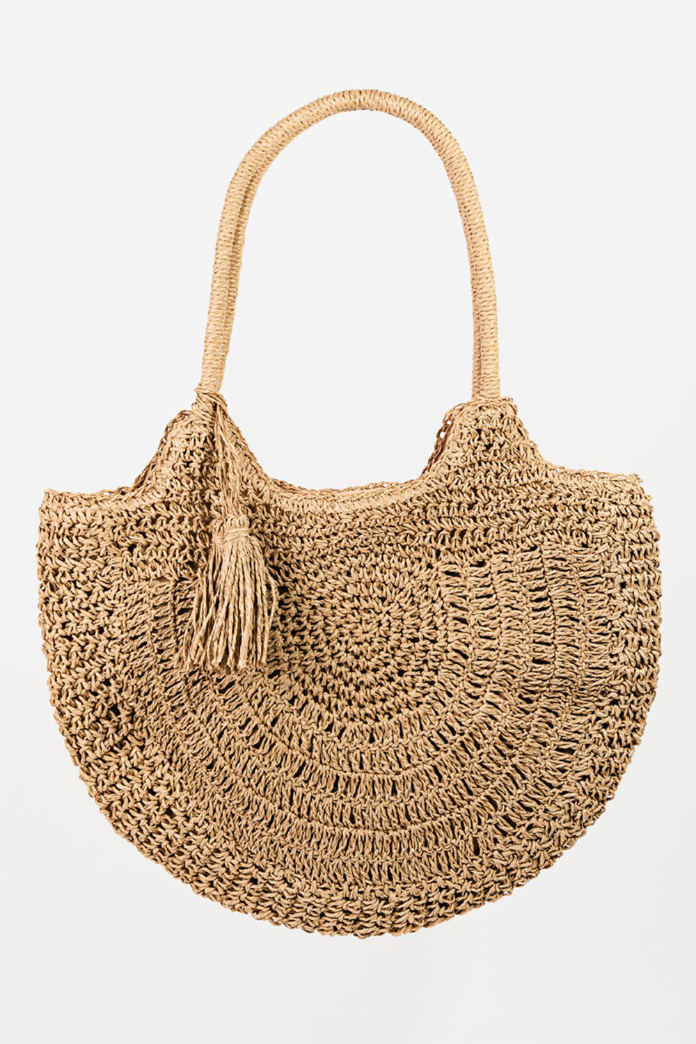 Fame Straw Braided Tote Bag with Tassel apparel & accessories