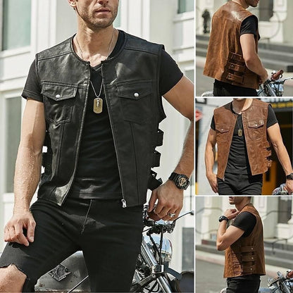 Men's Leather Waistcoat Fashion New Single-breasted Jacket apparels & accessories