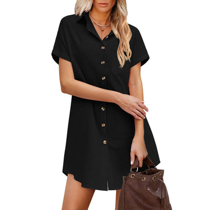 Women's Long Button Shirt Short Sleeve Linen Shirt Skirt apparels & accessories